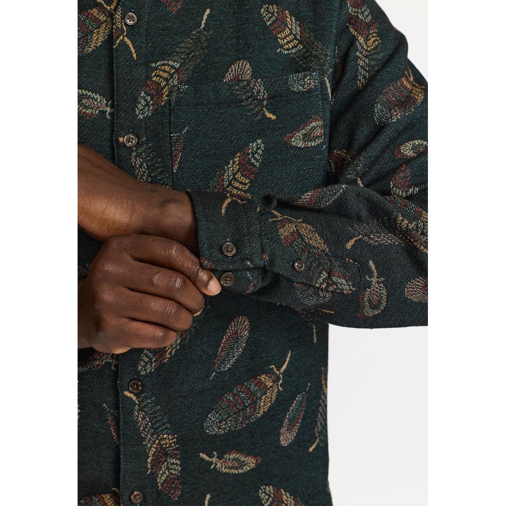 Revolution Jacquard Feather Pattern Hemd Herren dunkelgrün